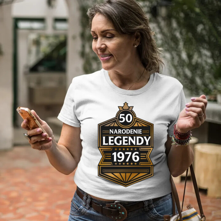 50 rokov - Narodenie legendy 1976 v2 - dámske tričko s potlačou
