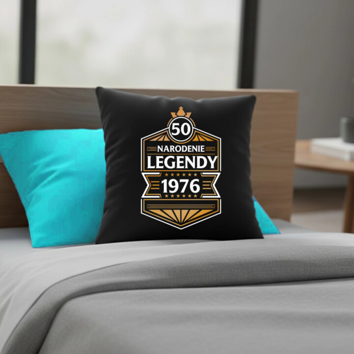 50 rokov - Narodenie legendy 1976 v2 - čierny vankúš s potlačou