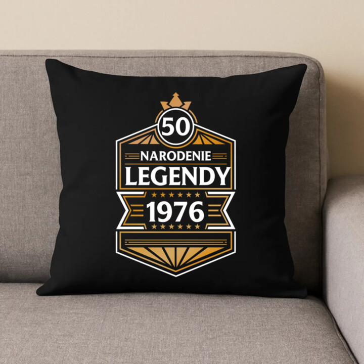 50 rokov - Narodenie legendy 1976 v2 - čierny vankúš s potlačou