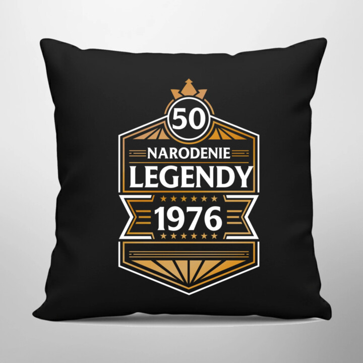 50 rokov - Narodenie legendy 1976 v2 - čierny vankúš s potlačou