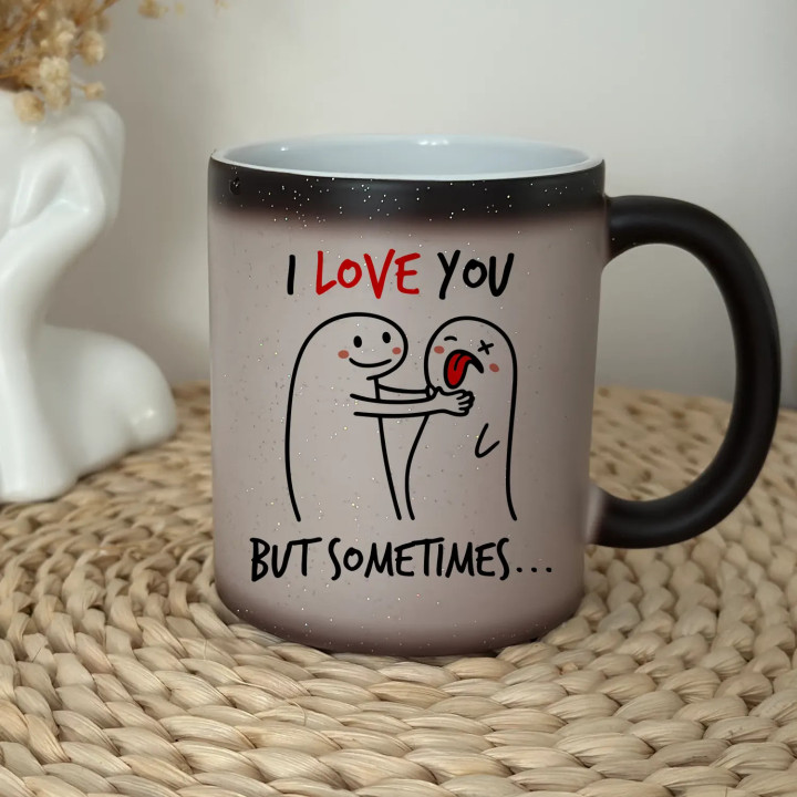 I love you, but sometimes - magický trblietavý hrnček s potlačou