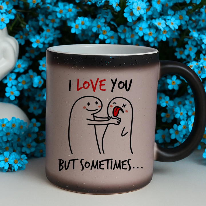 I love you, but sometimes - magický trblietavý hrnček s potlačou