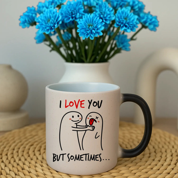 I love you, but sometimes - magický trblietavý hrnček s potlačou
