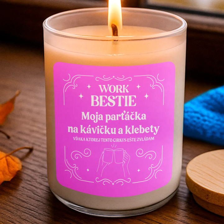 Work bestie – moja parťáčka - vonná svieca s potlačou