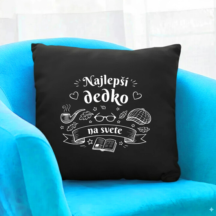 Najlepší dedko na svete - čierny vankúš s potlačou