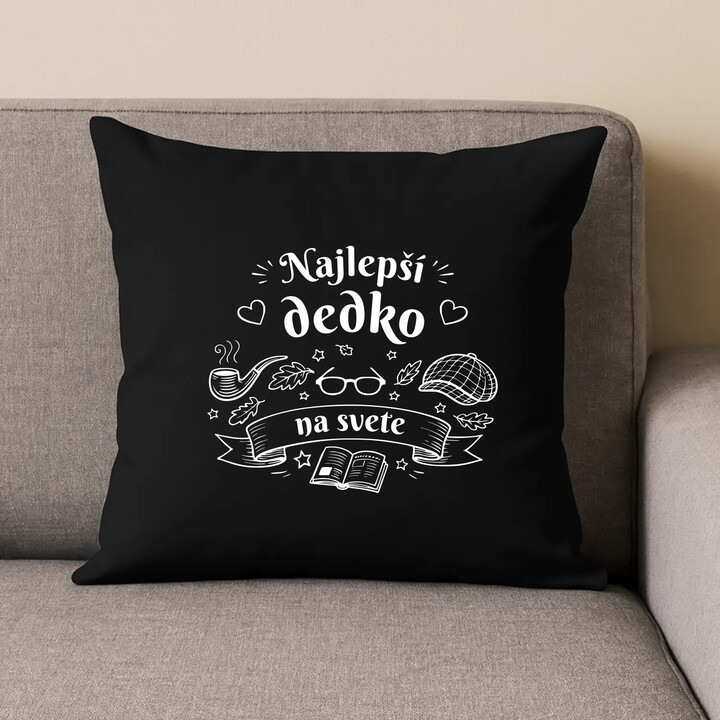 Najlepší dedko na svete - čierny vankúš s potlačou