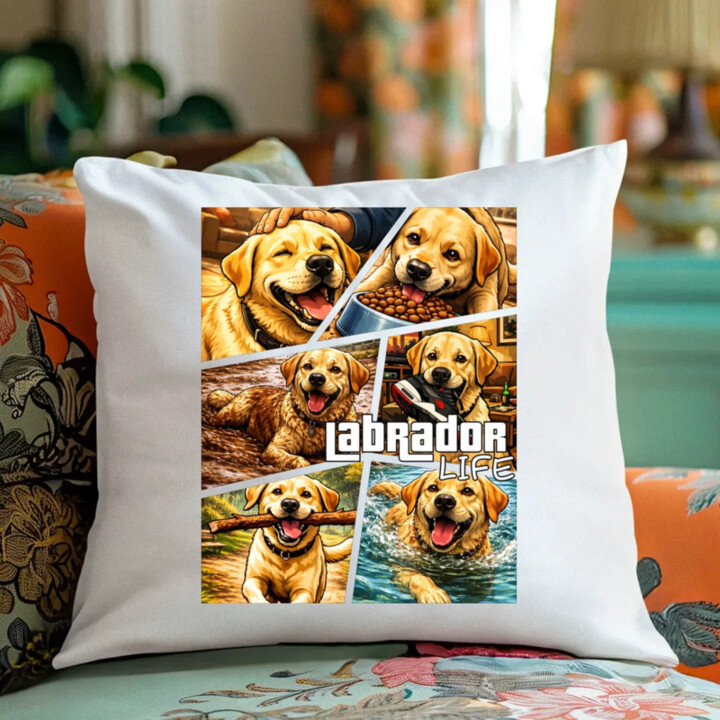 Labrador life - vankúš s potlačou