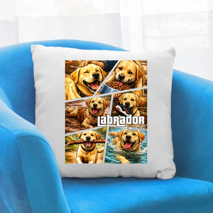 Labrador life - vankúš s potlačou