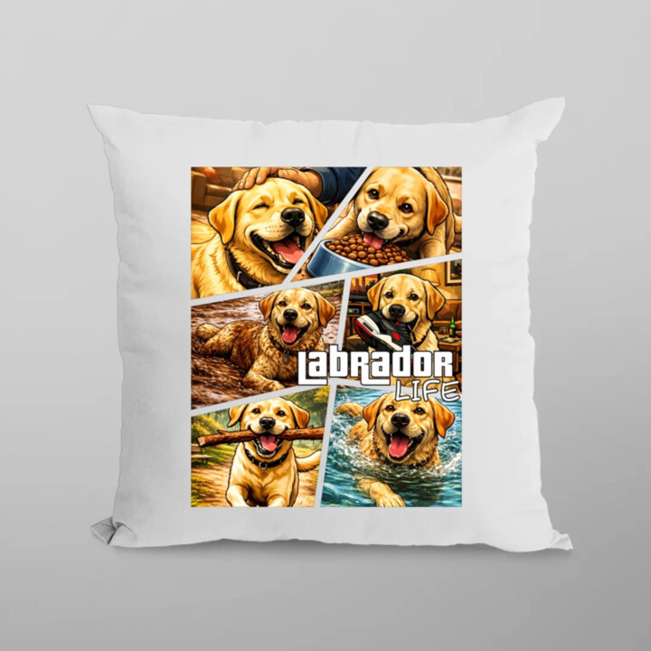Labrador life - vankúš s potlačou
