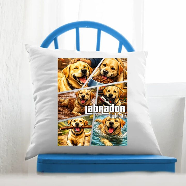 Labrador life - vankúš s potlačou