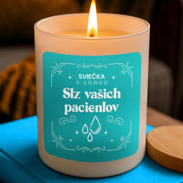 Sviečka s vôňou slz vašich pacientov - vonná svieca s potlačou