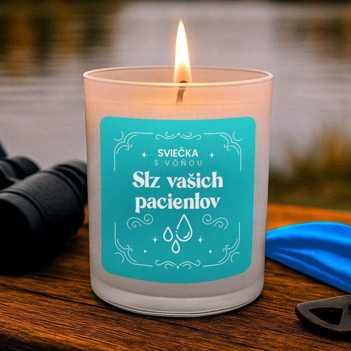 Sviečka s vôňou slz vašich pacientov - vonná svieca s potlačou