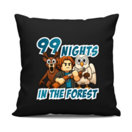 99 nights in the forest - čierny vankúš s potlačou