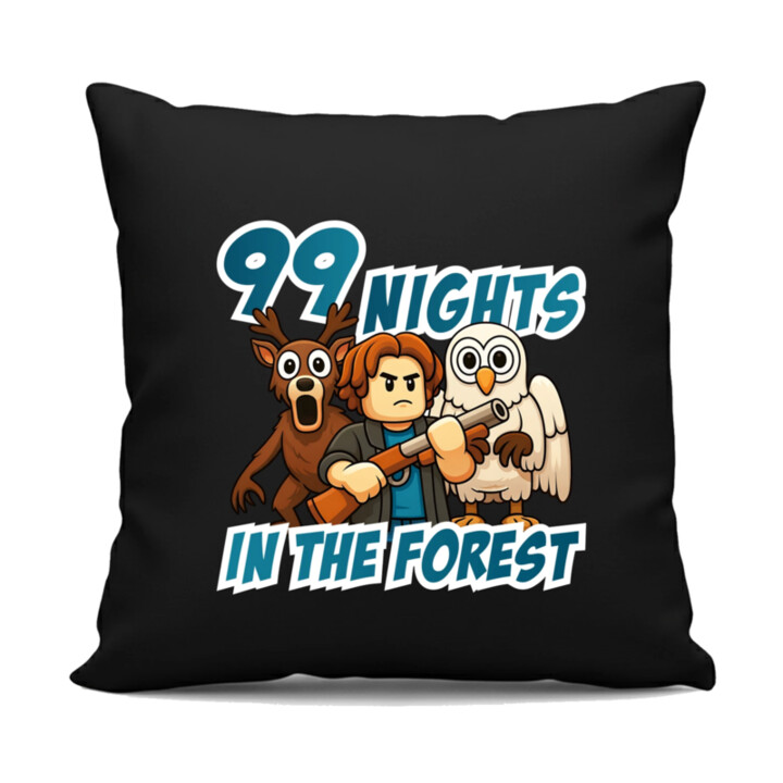 99 nights in the forest - čierny vankúš s potlačou