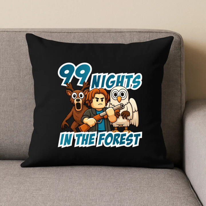 99 nights in the forest - čierny vankúš s potlačou