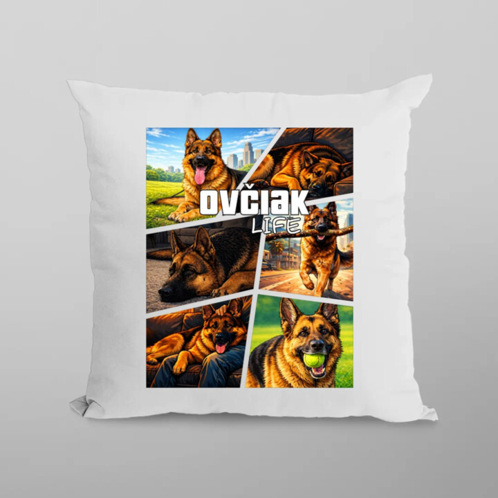 Ovčiak Life - vankúš s potlačou