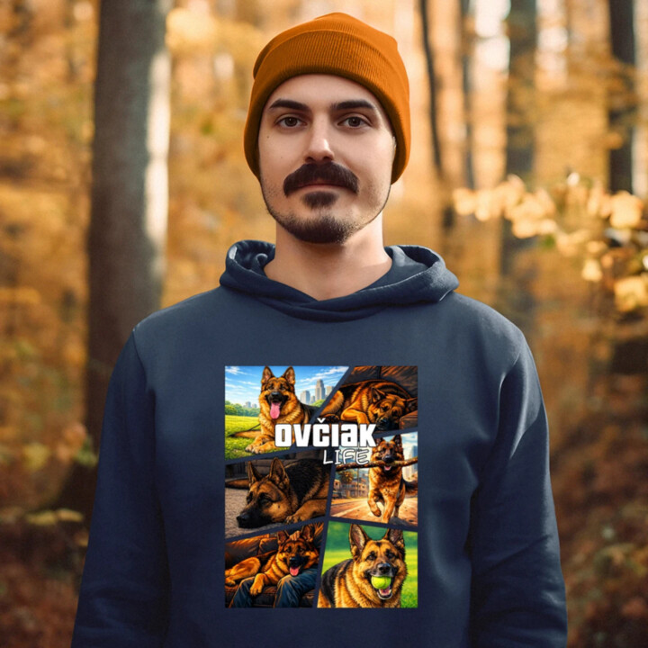 Ovčiak Life  - pánska mikina s potlačou