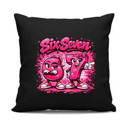 Six seven - 67 - ružová verzia - čierny vankúš s potlačou