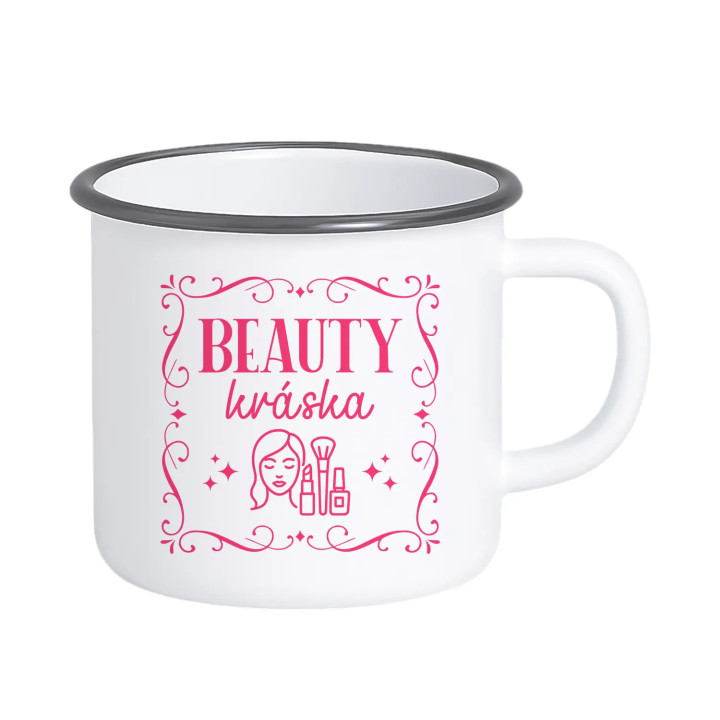 Beauty kráska - keramický smaltovaný hrnček s potlačou