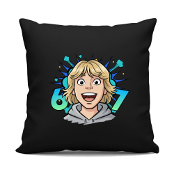 67 Dieťa - čierny vankúš s potlačou