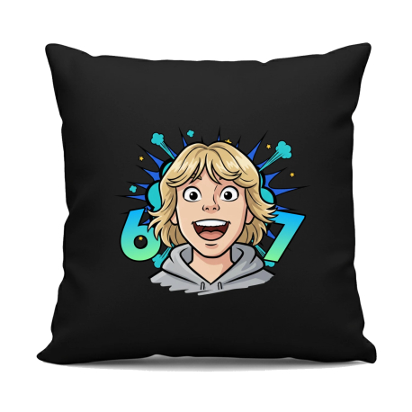 67 Dieťa - čierny vankúš s potlačou