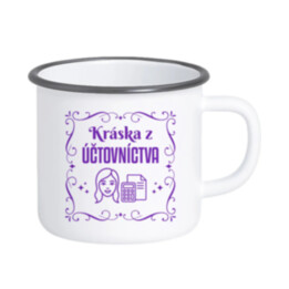 Kráska z účtovníctva - keramický smaltovaný hrnček s potlačou
