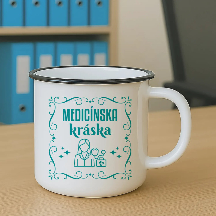 Medicínska kráska - keramický smaltovaný hrnček s potlačou