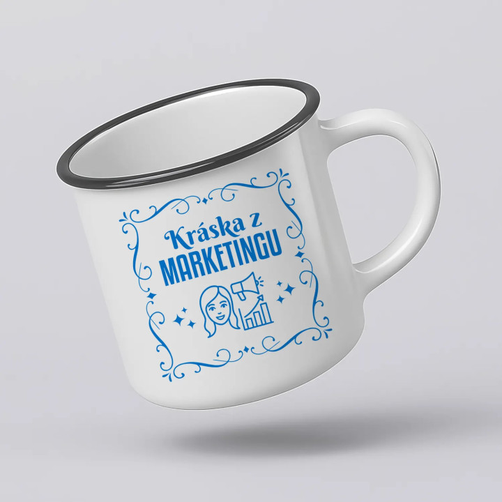 Kráska z marketingu - keramický smaltovaný hrnček s potlačou