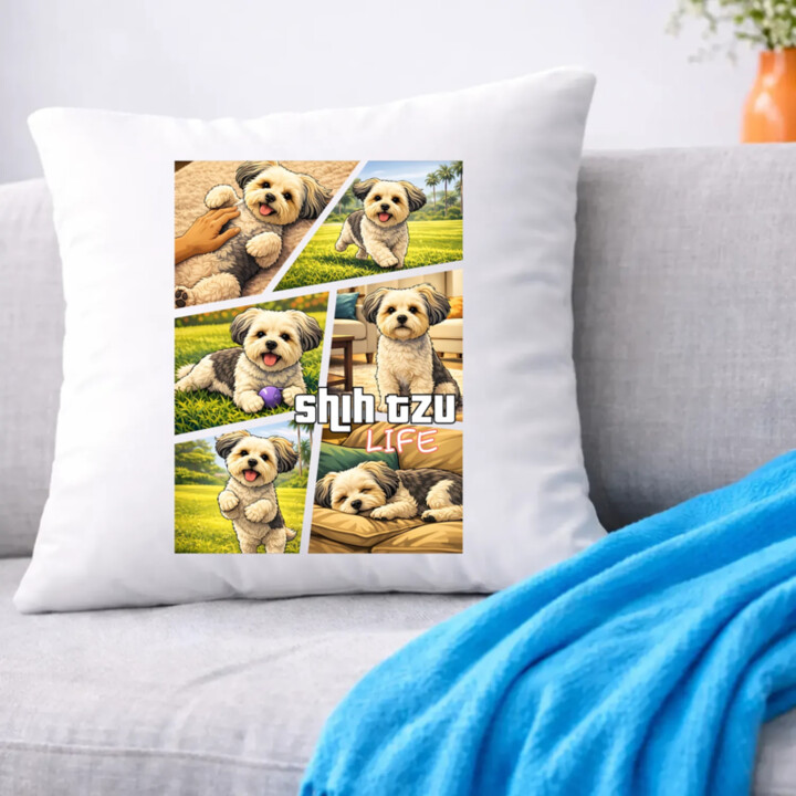 Shih Tzu Life - vankúš s potlačou