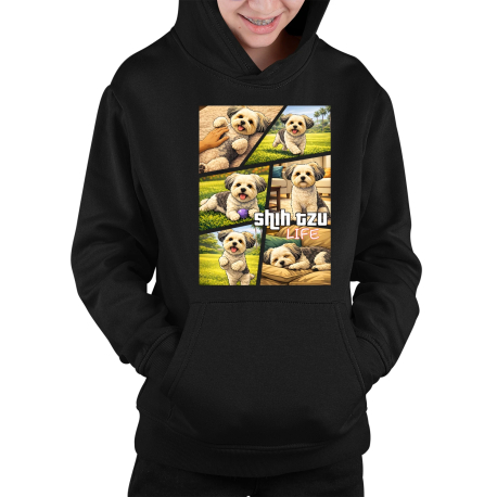 Shih Tzu Life - detská mikina s kapucňou