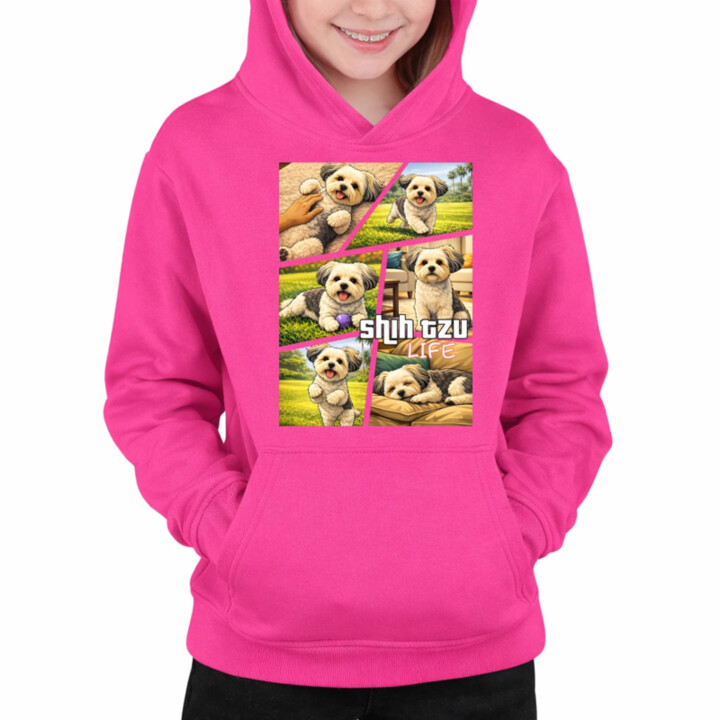 Shih Tzu Life - detská mikina s kapucňou