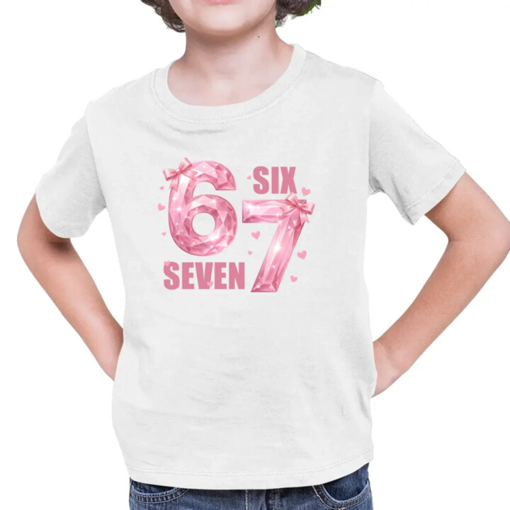 Six seven - 67 - ružová verzia - detské tričko s potlačou