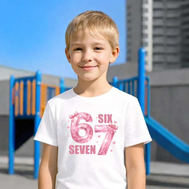 Six seven - 67 - ružová verzia - detské tričko s potlačou