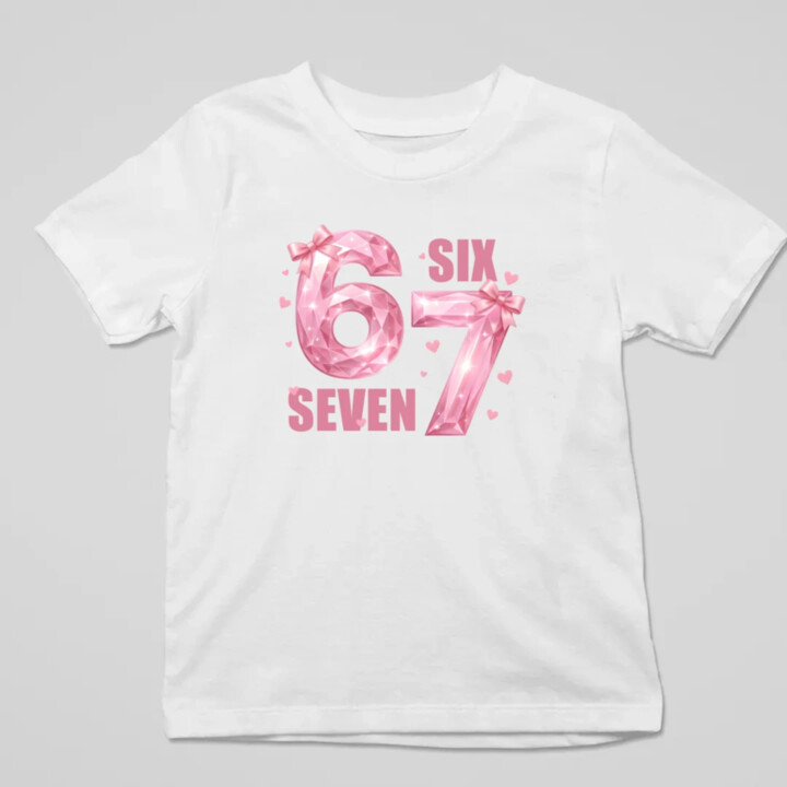 Six seven - 67 - ružová verzia - detské tričko s potlačou