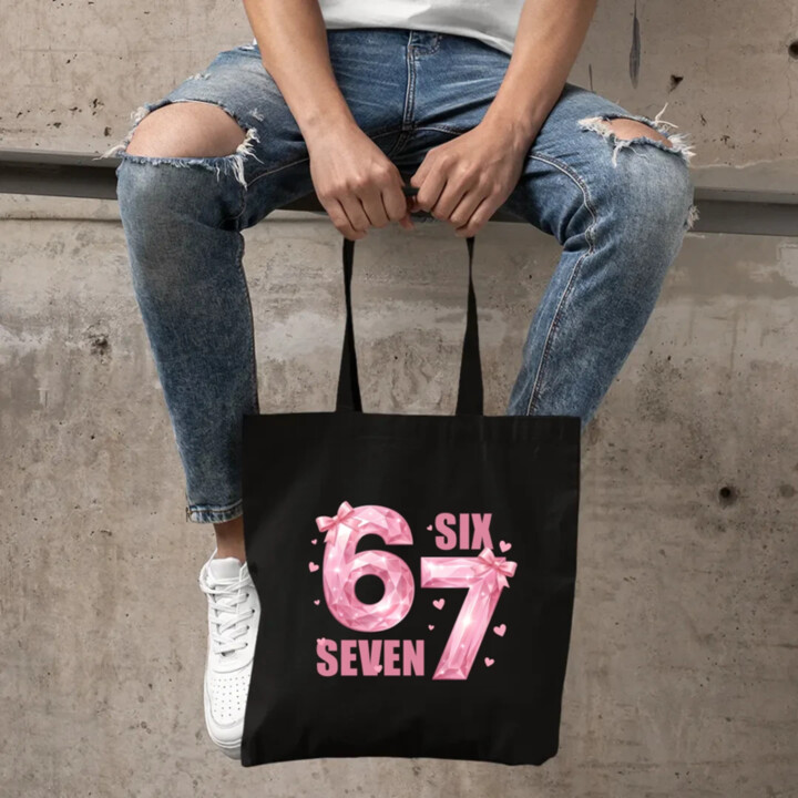 Six seven - 67 - ružová verzia - taška s potlačou
