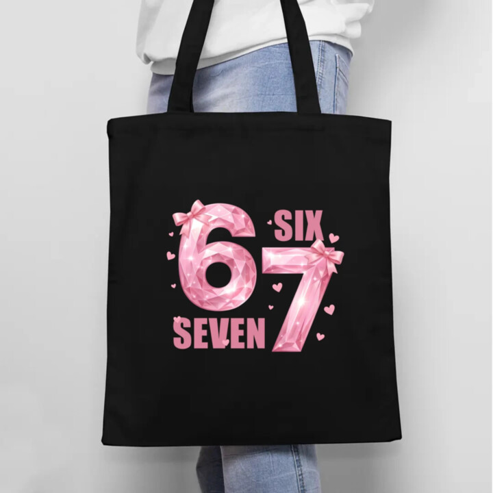 Six seven - 67 - ružová verzia - taška s potlačou