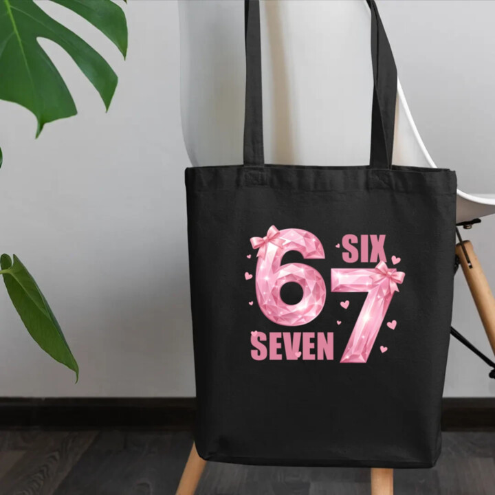 Six seven - 67 - ružová verzia - taška s potlačou
