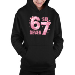 Six seven - 67 - ružová verzia - detská mikina s kapucňou