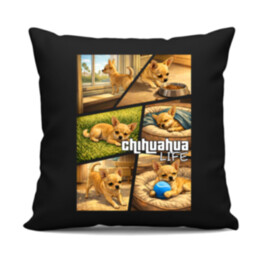 Chihuahua life - čierny vankúš s potlačou