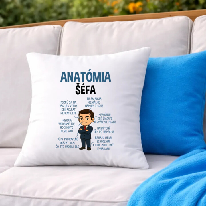 Anatómia šéfa - vankúš s potlačou