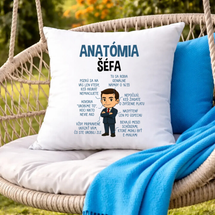 Anatómia šéfa - vankúš s potlačou