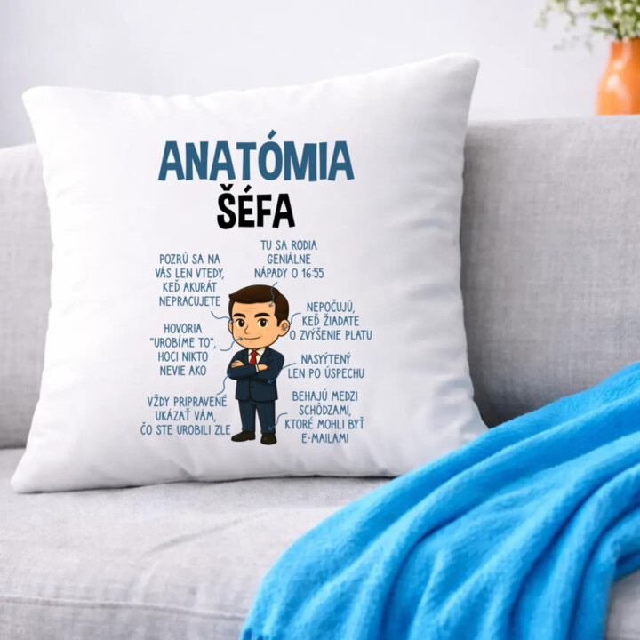Anatómia šéfa - vankúš s potlačou