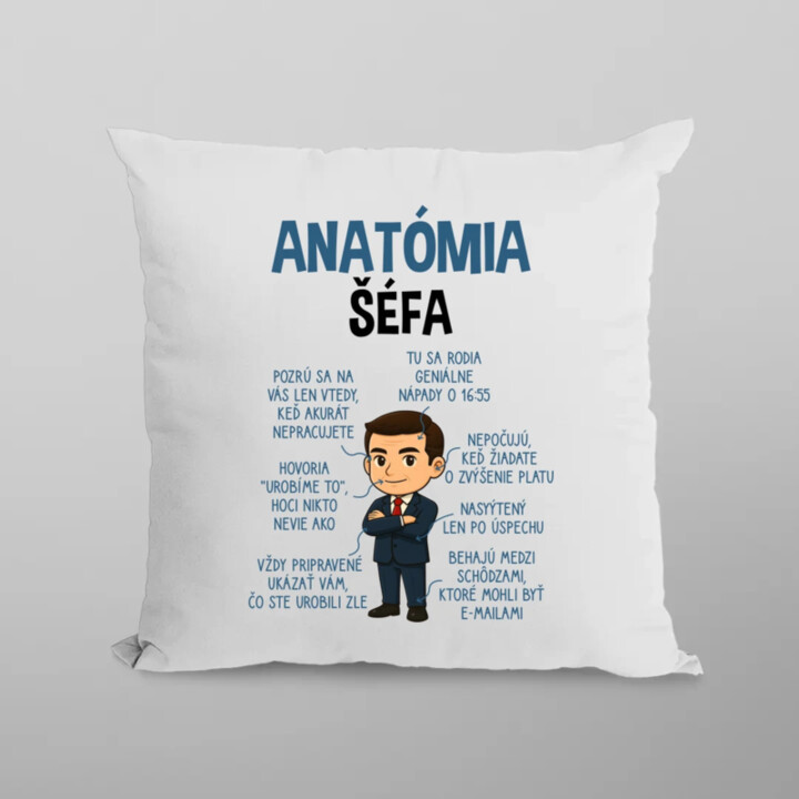 Anatómia šéfa - vankúš s potlačou