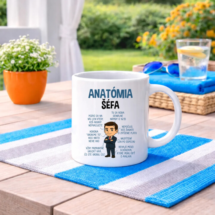 Anatómia šéfa - keramický hrnček s potlačou