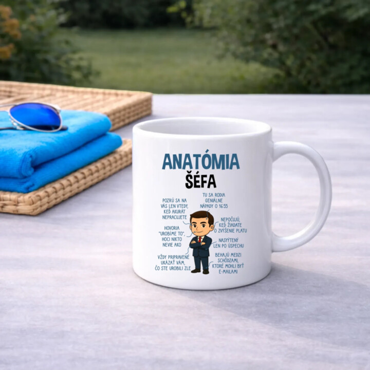 Anatómia šéfa - keramický hrnček s potlačou