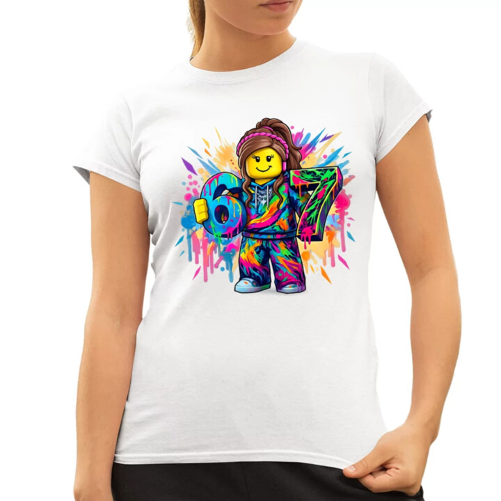 Farebný six seven - 67 -verzia pre dievčatá - pre fanúšikov hry Roblox - dámske tričko s potlačou