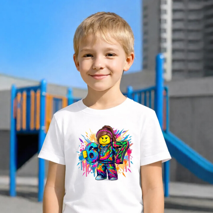 Farebný six seven - 67 -verzia pre dievčatá - pre fanúšikov hry Roblox - detské tričko s potlačou