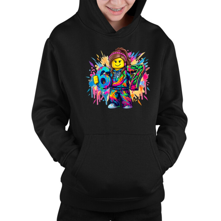 Farebný six seven - 67 -verzia pre dievčatá - pre fanúšikov hry Roblox - detská mikina s kapucňou
