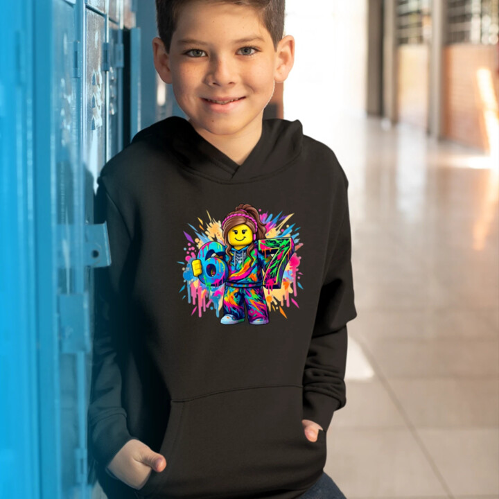 Farebný six seven - 67 -verzia pre dievčatá - pre fanúšikov hry Roblox - detská mikina s kapucňou