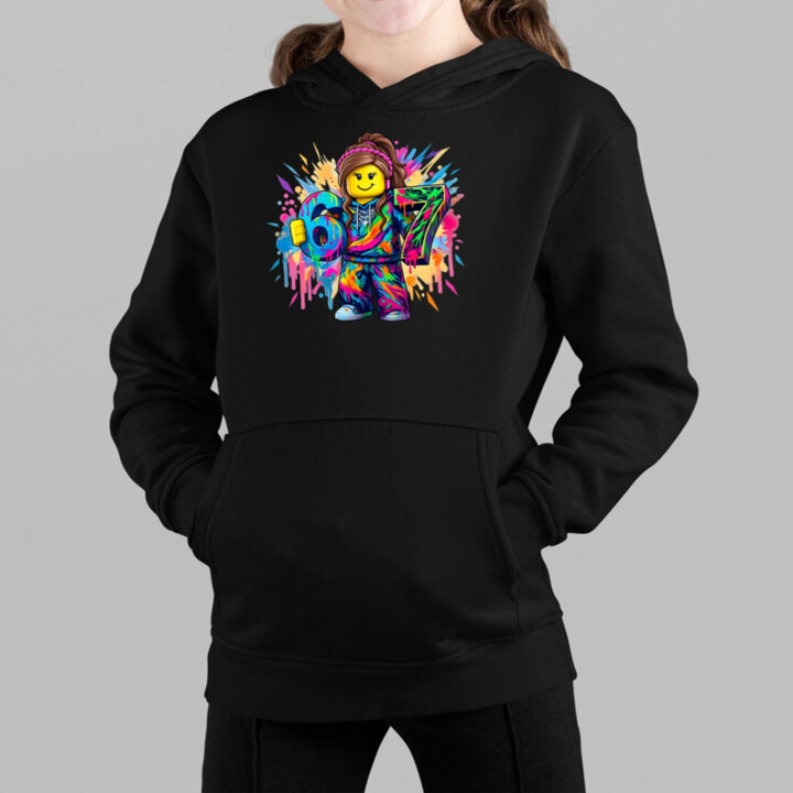 Farebný six seven - 67 -verzia pre dievčatá - pre fanúšikov hry Roblox - detská mikina s kapucňou
